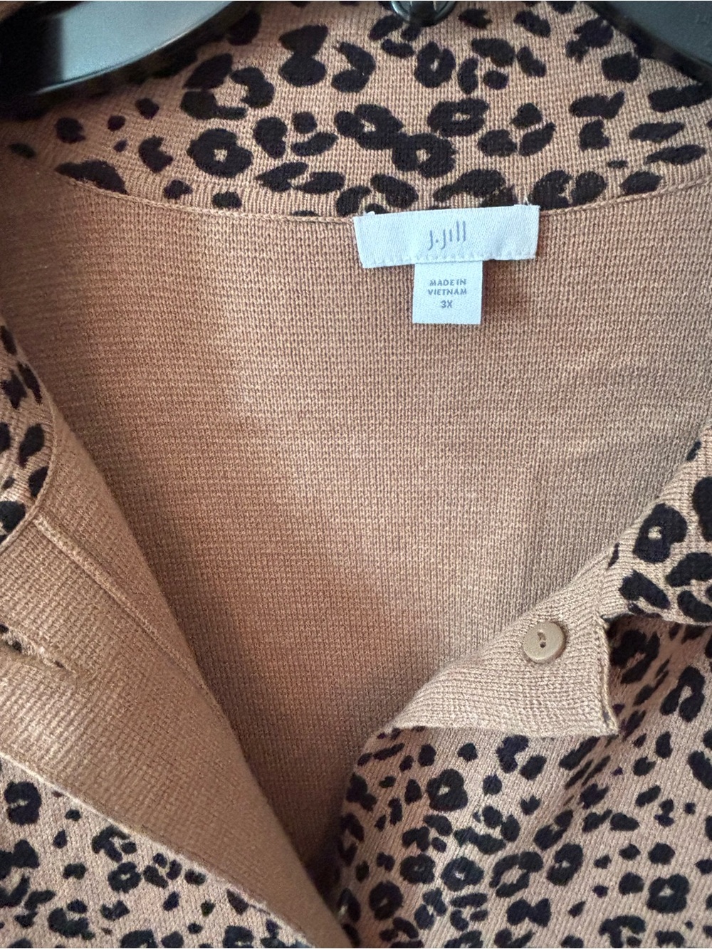 J. Jill Leopard Print Button-Front Shirt Jacket in Tan and Black - Picture 2 of 6